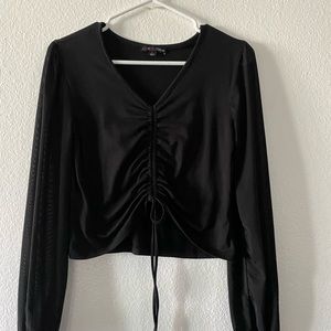 Black Scrunched drawstring top